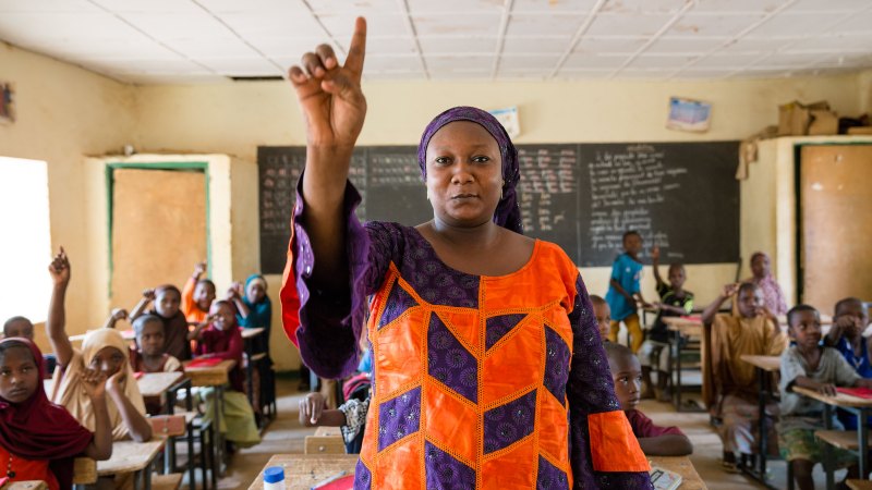 Teacher in her class
