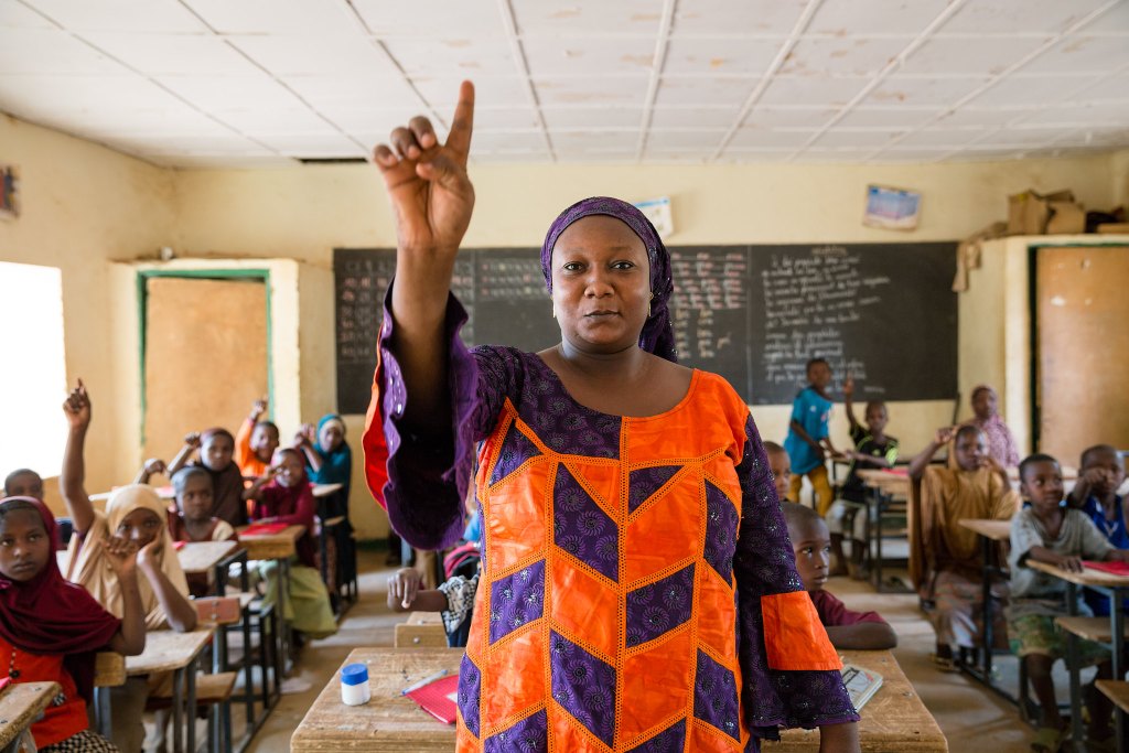 Teacher in her class